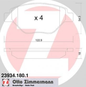 Тормозные колодки, дисковый тормоз (набор) ZIMMERMANN 239341801