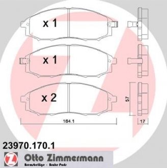 Тормозные колодки, дисковый тормоз (набор) ZIMMERMANN 239701701 (фото 1)