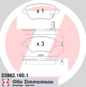 Тормозные колодки, дисковый тормоз (набор) ZIMMERMANN 239821801