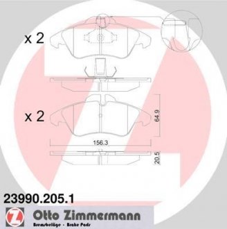 Тормозные колодки, дисковый тормоз (набор) ZIMMERMANN 239902051