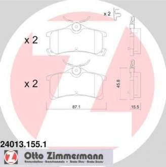 Тормозные колодки, дисковый тормоз (набор) ZIMMERMANN 240131551