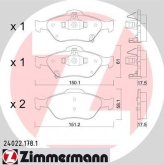 ГАЛЬМІВНІ КОЛОДКИ ДИСКОВІ ZIMMERMANN 240221781