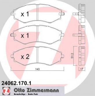 Тормозные колодки, дисковый тормоз (набор) ZIMMERMANN 240621701 (фото 1)