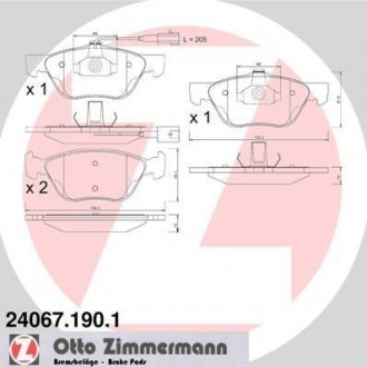 Тормозные колодки, дисковый тормоз (набор) ZIMMERMANN 240671901 (фото 1)