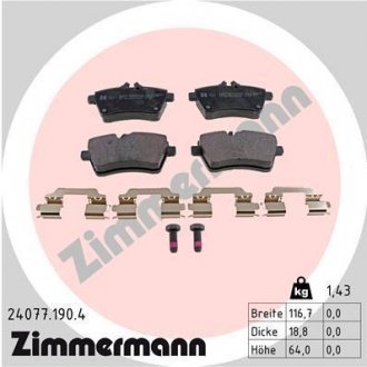 Комплект тормозных колодок, дисковый механизм ZIMMERMANN 24077.190.4