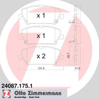 Комплект тормозных колодок, дисковый тормоз 24087.175.1 ZIMMERMANN 240871751