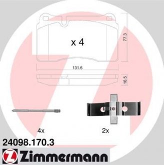 Тормозные дисковые колодки с аксессуарами передние ZIMMERMANN 24098.170.3