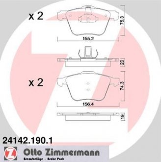 Гальмівні колодки, дискове гальмо (набір) ZIMMERMANN 241421901