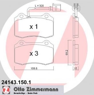 Тормозные колодки, дисковый тормоз (набор) ZIMMERMANN 241431501