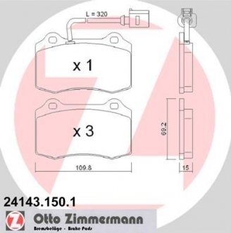 Гальмівні колодки, дискове гальмо (набір) ZIMMERMANN 241431501