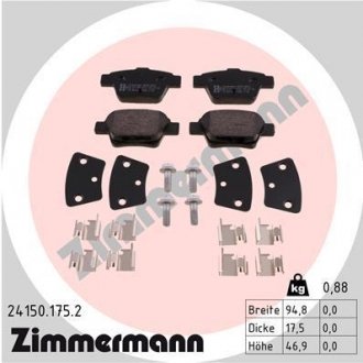 Комплект тормозных колодок, дисковый механизм ZIMMERMANN 24150.175.2