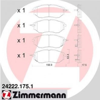 Колодки тормозные дисковые, к-кт ZIMMERMANN 242221751 (фото 1)