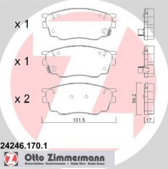 Тормозные колодки, дисковый тормоз (набор) ZIMMERMANN 242461701