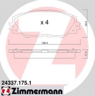 Комплект тормозных колодок, дисковый тормоз 24337.175.1 ZIMMERMANN 243371751