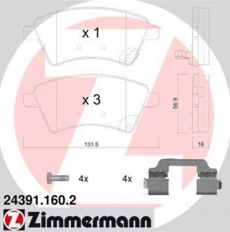 Комплект тормозных колодок, дисковый механизм ZIMMERMANN 24391.160.2