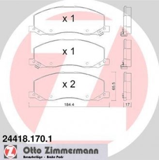 Тормозные колодки, дисковый тормоз (набор) ZIMMERMANN 244181701 (фото 1)