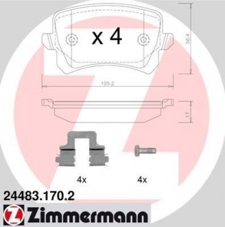 Колодки тормозные дисковые, к-кт ZIMMERMANN 244831702