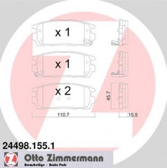 Гальмівні колодки, дискове гальмо (набір) ZIMMERMANN 244981551