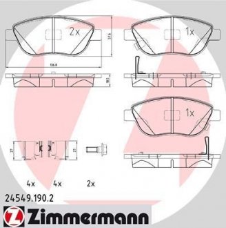Гальмівні колодки дискові з аксесуарами передні ZIMMERMANN 24549.190.2
