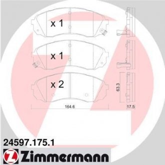 Тормозные колодки, дисковый тормоз (набор) ZIMMERMANN 245971751