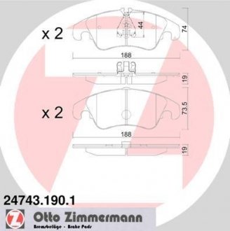 Колодки гальмівні дискові, к-кт ZIMMERMANN 247431901