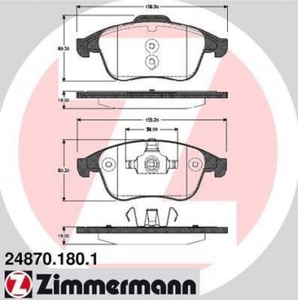 Гальмівні колодки дискові передні ZIMMERMANN 24870.180.1 (фото 1)