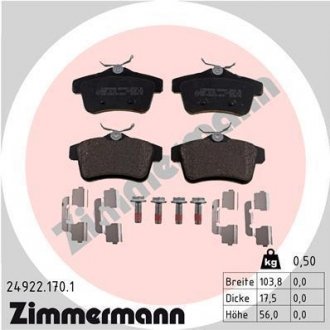 Тормозные колодки, дисковый тормоз (набор) ZIMMERMANN 249221701