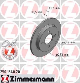 Тормозной диск 250.1340.20 ZIMMERMANN 250134020