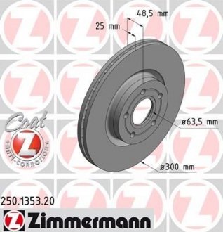 Тормозной диск ZIMMERMANN 250135320