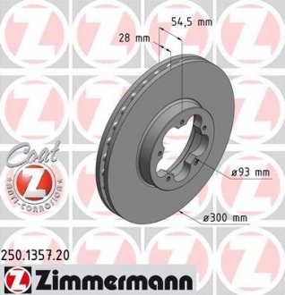 Тормозной диск 250.1357.20 ZIMMERMANN 250135720