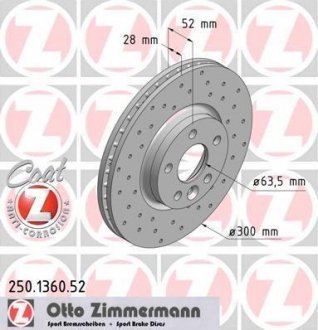 Тормозной диск ZIMMERMANN 250136052