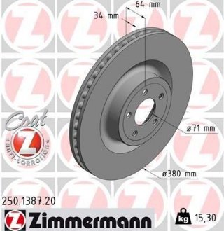 Диск тормозной ZIMMERMANN 250138720