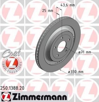 Диск тормозной ZIMMERMANN 250138820