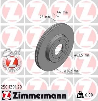 Гальмівні диски передні ZIMMERMANN 250.1391.20