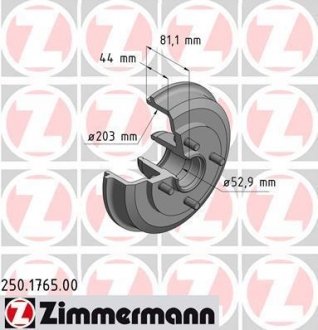 Тормозной барабан ZIMMERMANN 250176500 (фото 1)