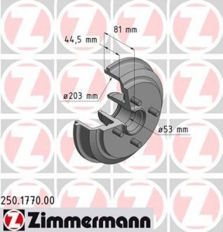 Тормозной барабан 250.1770.00 ZIMMERMANN 250177000