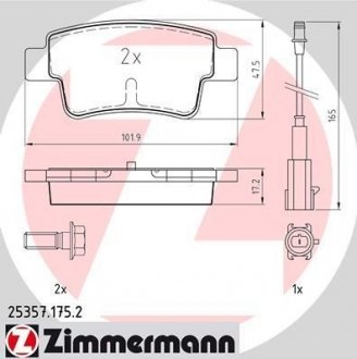 Комплект тормозных колодок, дисковый механизм ZIMMERMANN 25357.175.2 (фото 1)