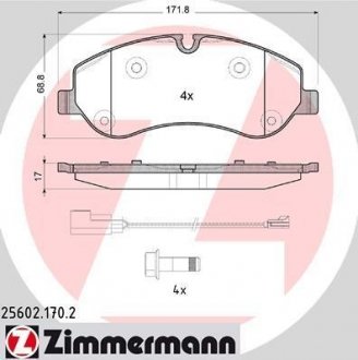 Комплект тормозных колодок, дисковый тормоз ZIMMERMANN 25602.170.2 (фото 1)