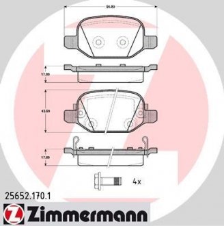 Колодки гальмові дискові без аксесуарів. ZIMMERMANN 25652.170.1 (фото 1)