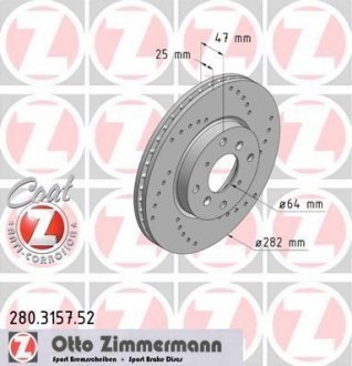 Тормозной диск ZIMMERMANN 280315752 (фото 1)