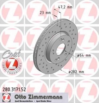 Тормозной диск ZIMMERMANN 280317152 (фото 1)