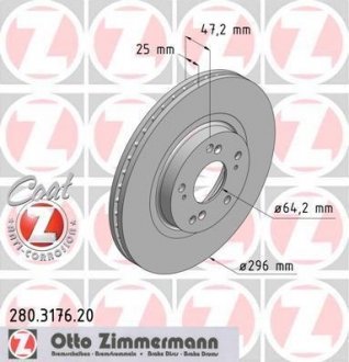 Тормозной диск 280.3176.20 ZIMMERMANN 280317620