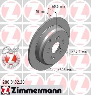 Диск тормозной Coat Z ZIMMERMANN 280318220