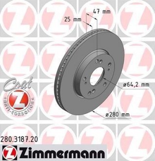 Тормозной диск ZIMMERMANN 280.3187.20 (фото 1)