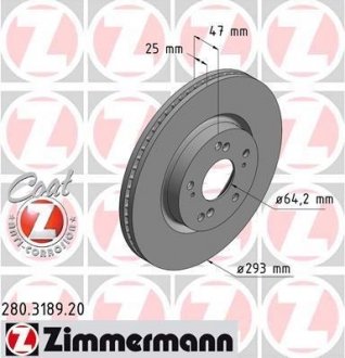 Тормозной диск 280.3189.20 ZIMMERMANN 280318920