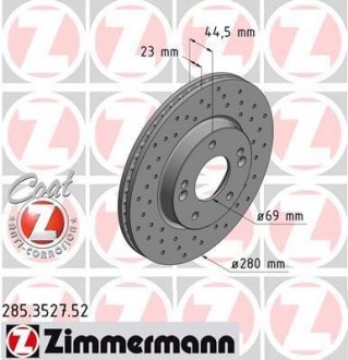 Гальмівні диски передні ZIMMERMANN 285352752 (фото 1)