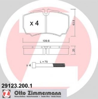 Тормозные колодки, дисковый тормоз (набор) ZIMMERMANN 291232001