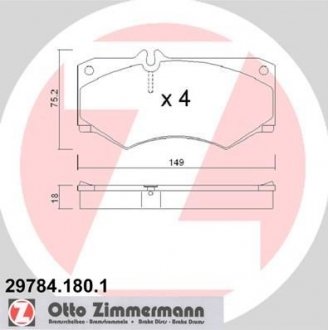 Комплект тормозных колодок, дисковый тормоз 29784.180.1 ZIMMERMANN 297841801