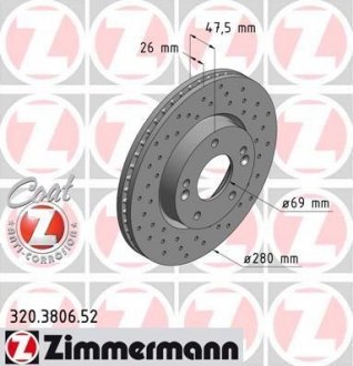 Гальмівні диски Sport/ Coat Z ZIMMERMANN 320380652 (фото 1)