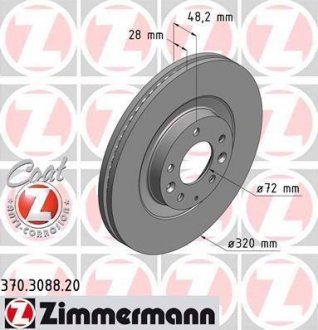 Диск гальмівний 370.3088.20 ZIMMERMANN 370308820